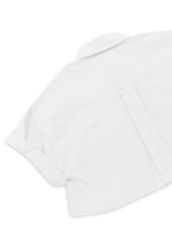 Pocket Crop Shirt- White