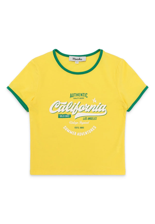 California Short Sleeve Top- Yellow