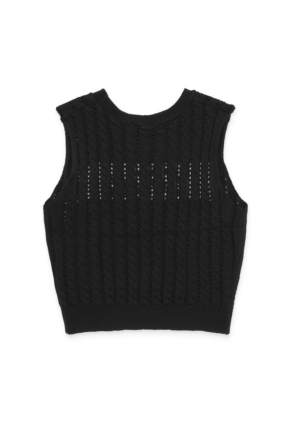 Sleeveless Knit Tank Top- Black