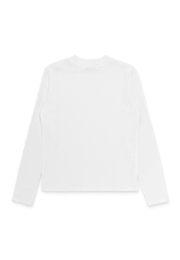 Long Sleeve High Neck Knit Top- White