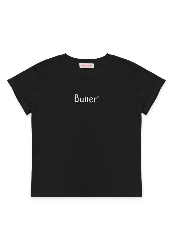 Butter Print Oversized Tee- Black