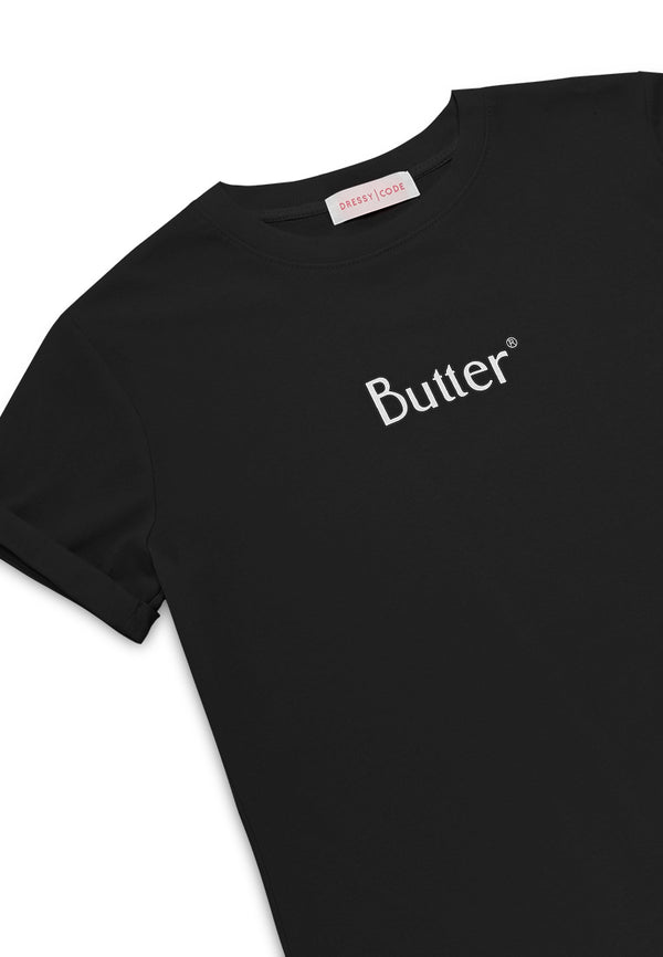 Butter Print Oversized Tee- Black