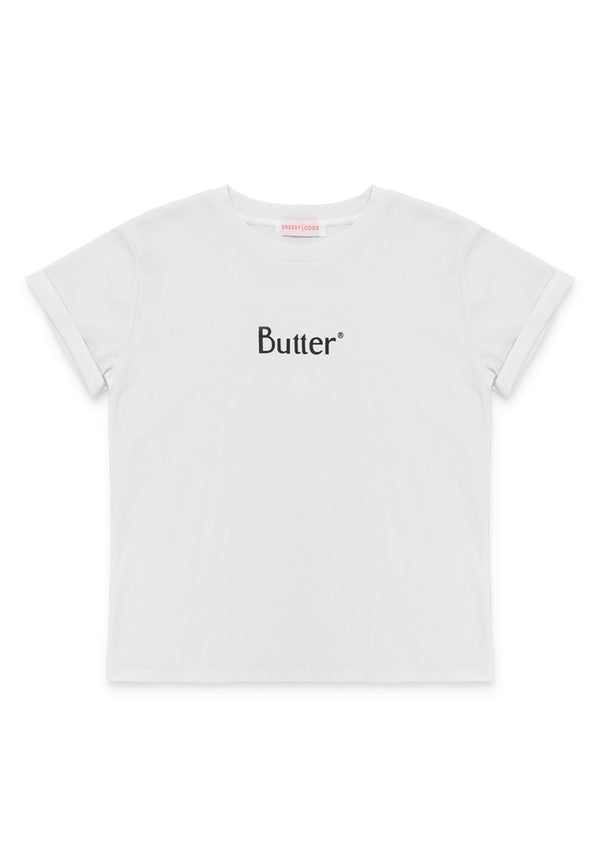 Butter Print Oversized Tee- White