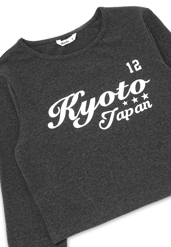 Kyoto Japan Long Sleeve Top- Grey