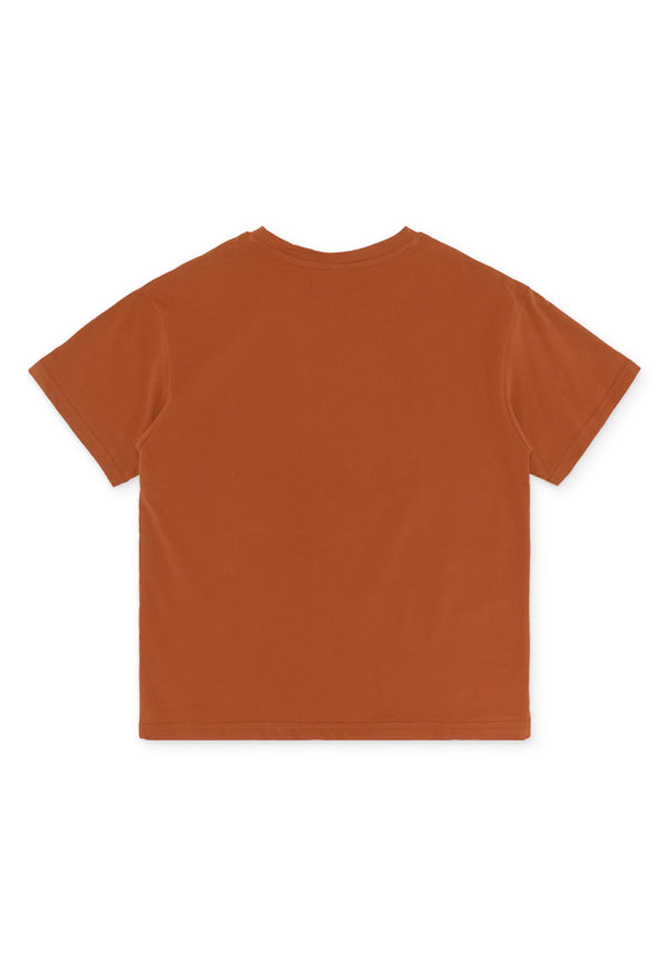 Graphic Print Oversized Tee- Brown