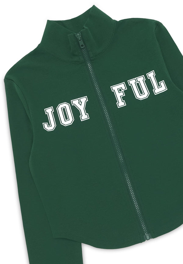 Joyful Long Sleeve Zip Top- Green
