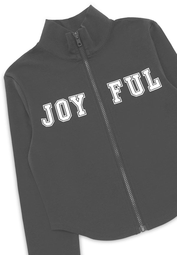 Joyful Long Sleeve Zip Top- Grey