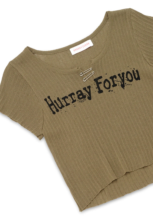 Hurray For You Two Pin Knit Top- Green
