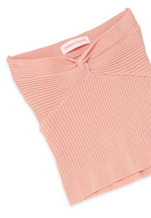 Off Shoulder Knit Top- Pink