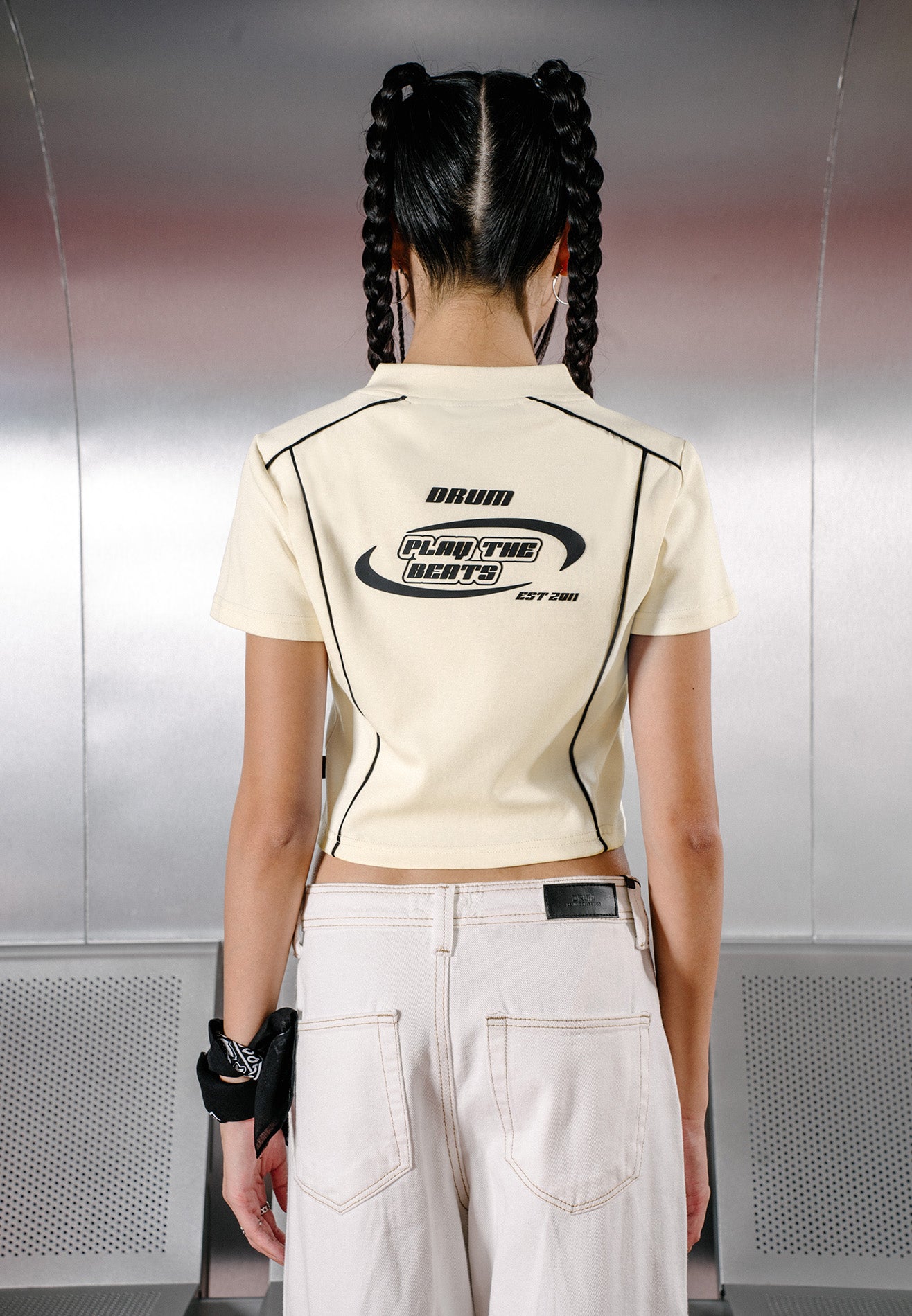 DRUM Select Full Zip Crop Top- Light Khaki