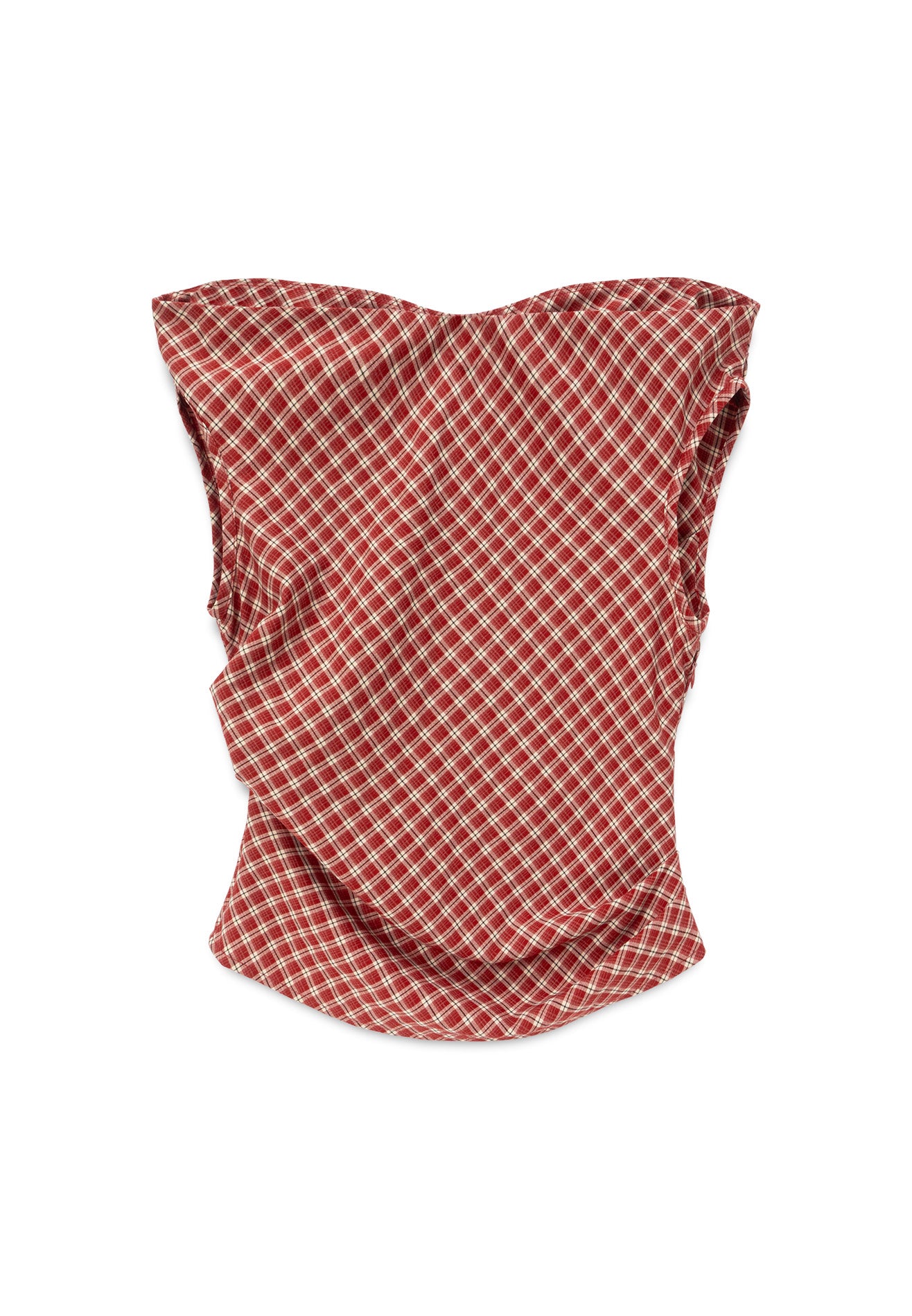 DRUM S. Women Checkmate Edition Off Shoulder Top- Red