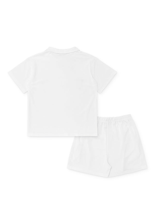 FREH Collar Tee and Shorts Twin Set- White